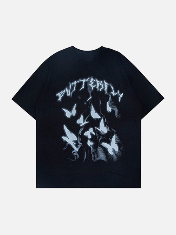 Majesda® - Butterfly Print Tee- Outfit Ideas - Streetwear Fashion - majesda.com