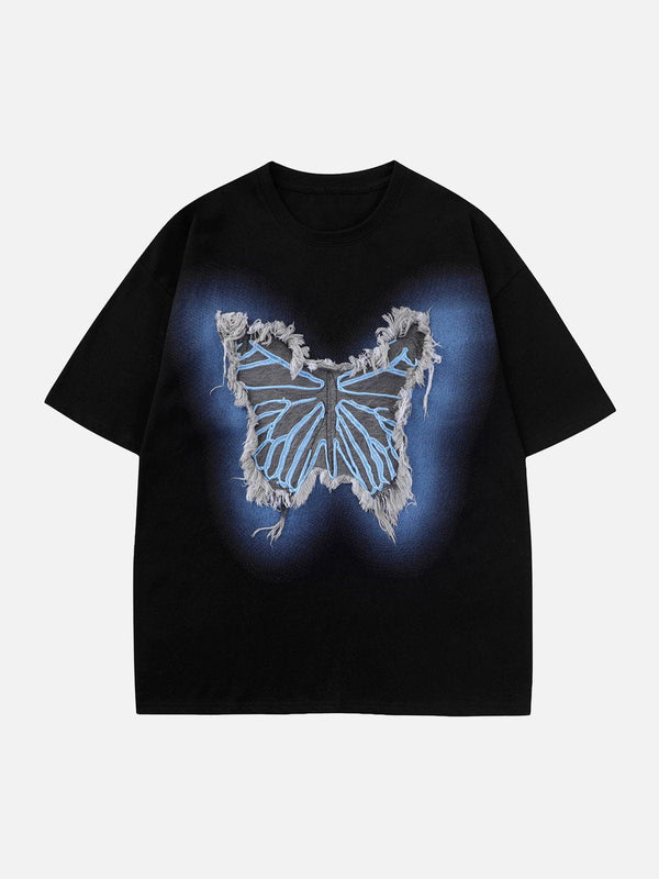 Majesda® - Butterfly Tassel Patch Tee- Outfit Ideas - Streetwear Fashion - majesda.com