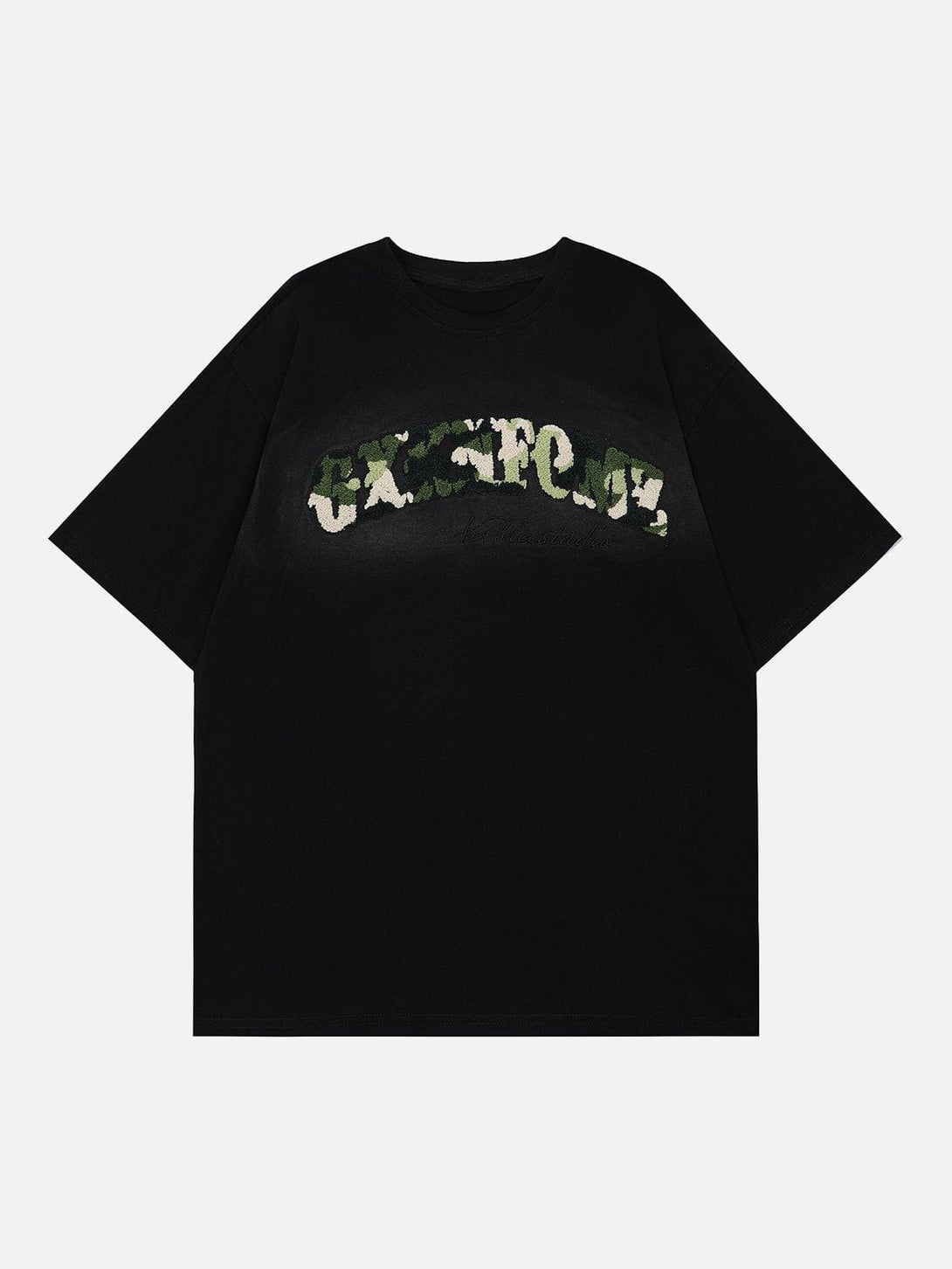 Majesda® - Camouflage Flocked Letter Cotton Tee- Outfit Ideas - Streetwear Fashion - majesda.com