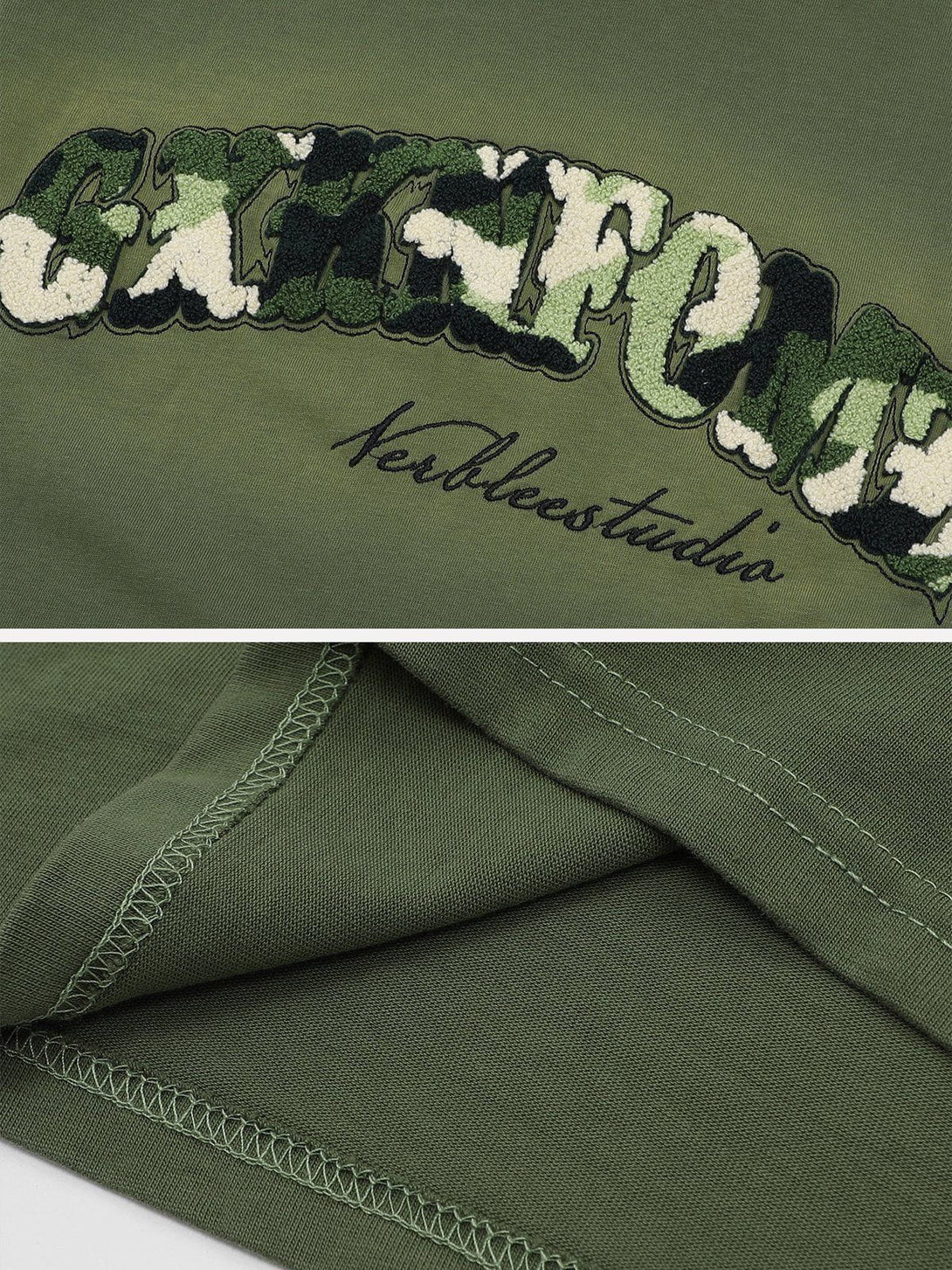 Majesda® - Camouflage Flocked Letter Cotton Tee- Outfit Ideas - Streetwear Fashion - majesda.com