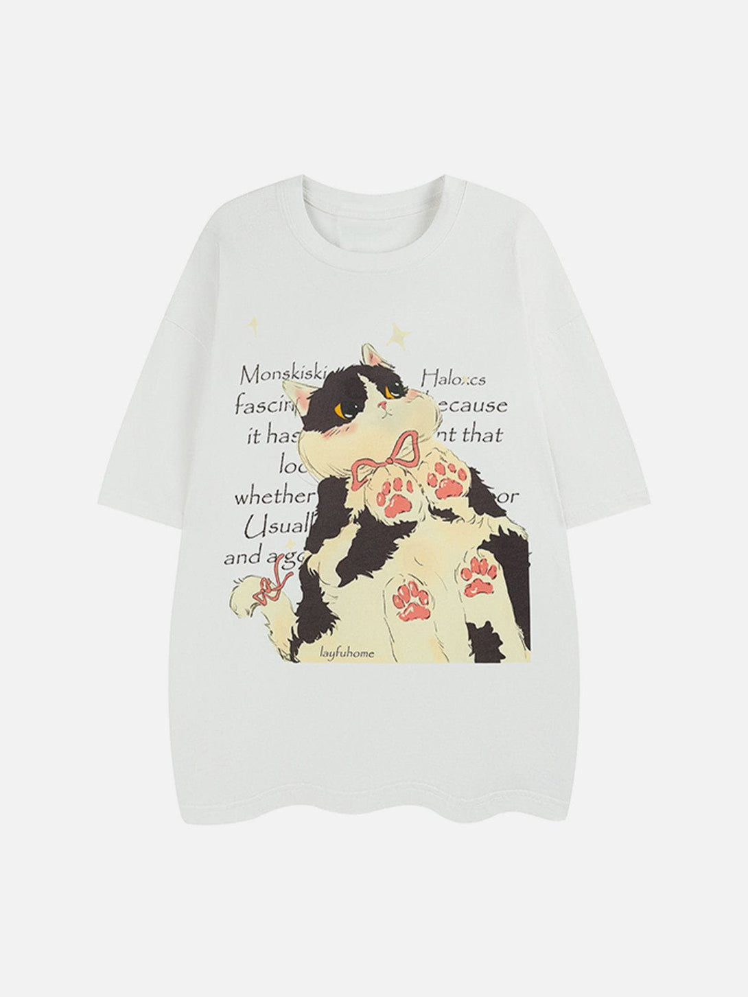 Majesda® - Cartoon Cat Print Tee- Outfit Ideas - Streetwear Fashion - majesda.com