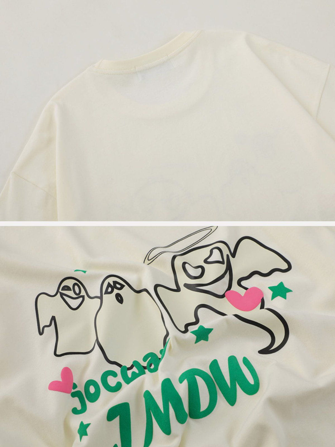 Majesda® - Cartoon Ghost Print Tee- Outfit Ideas - Streetwear Fashion - majesda.com