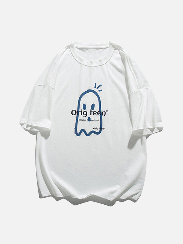 Majesda® - Cartoon Ghost Print Tee- Outfit Ideas - Streetwear Fashion - majesda.com