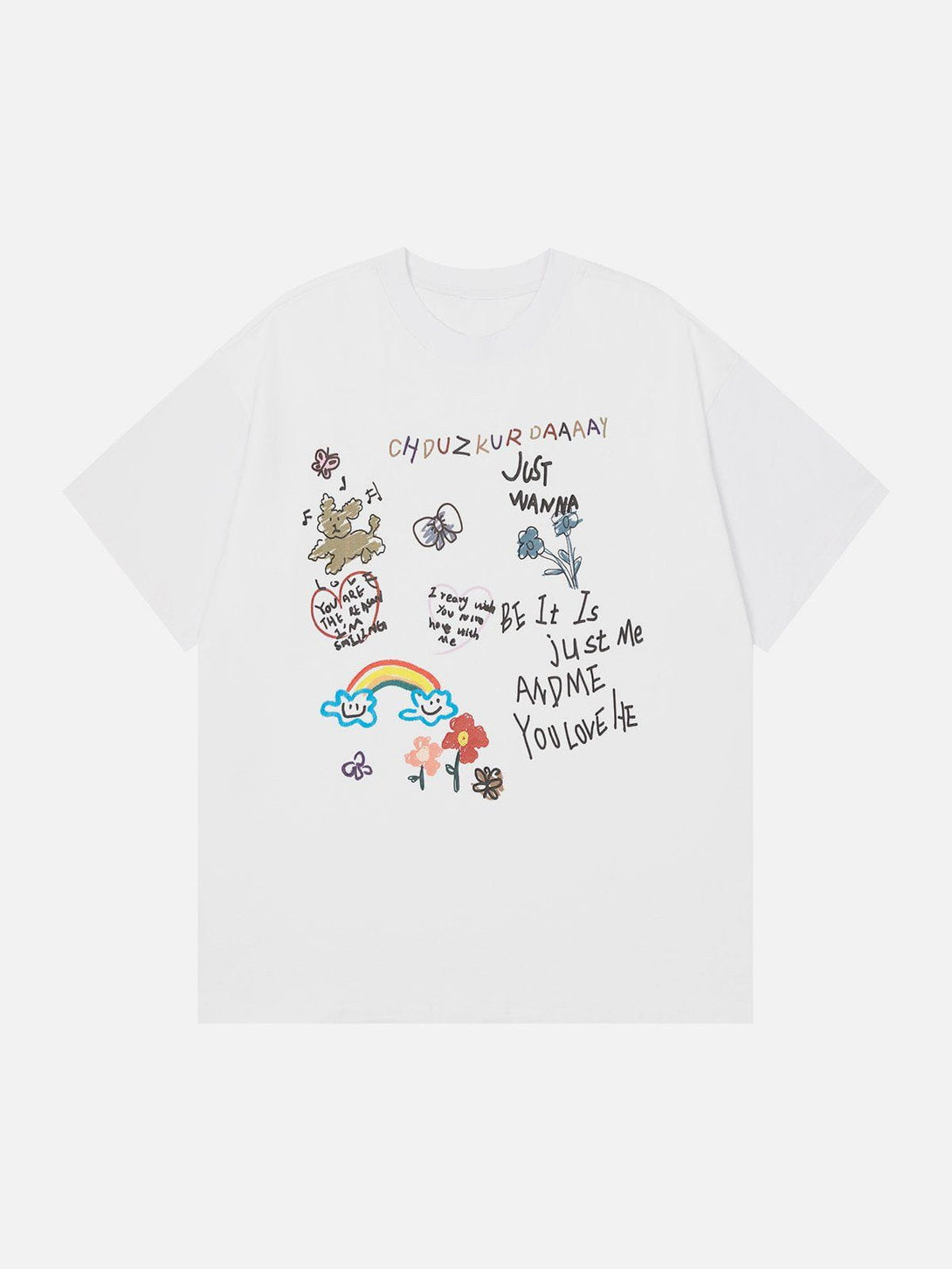 Majesda® - Cartoon Hand Painted Print Tee- Outfit Ideas - Streetwear Fashion - majesda.com