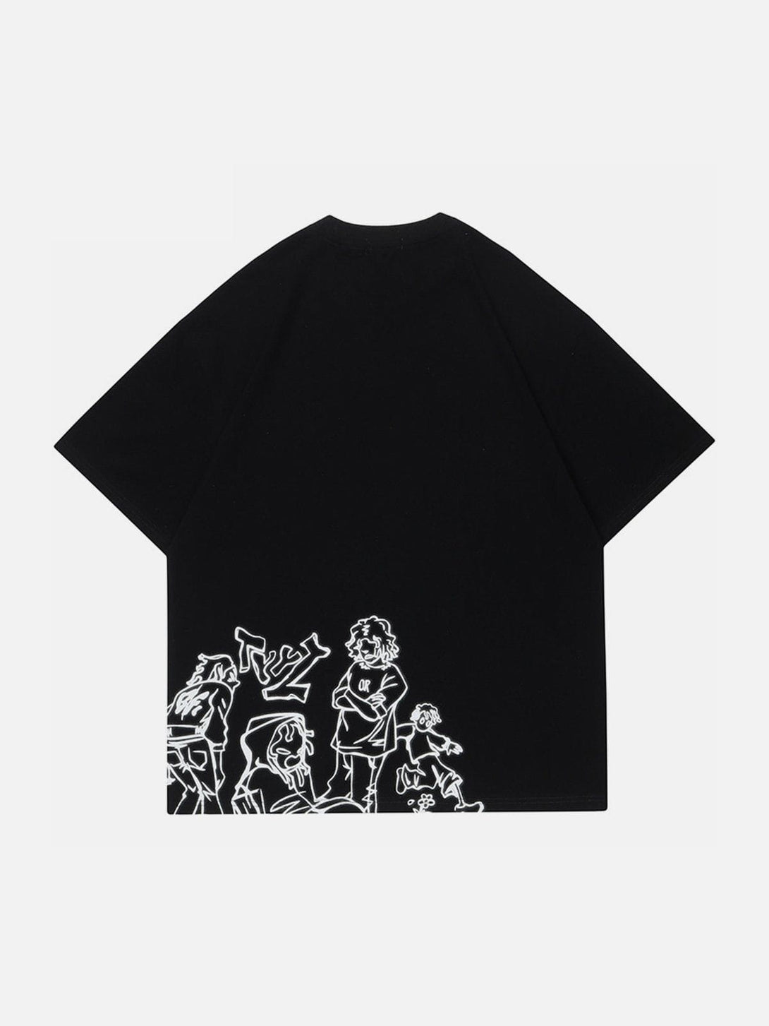 Majesda® - Cartoon Line Character Print Tee- Outfit Ideas - Streetwear Fashion - majesda.com