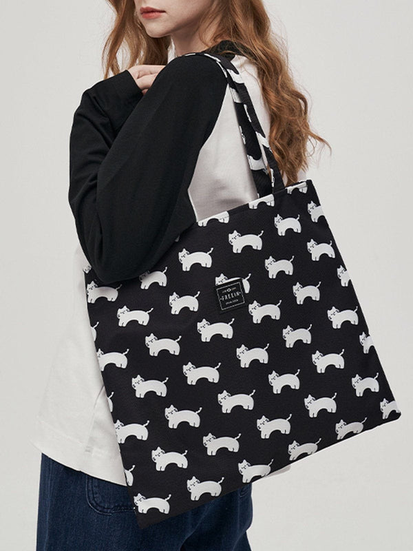 Majesda® - Cat Print Canvas Shoulder Bag Bag- Outfit Ideas - Streetwear Fashion - majesda.com
