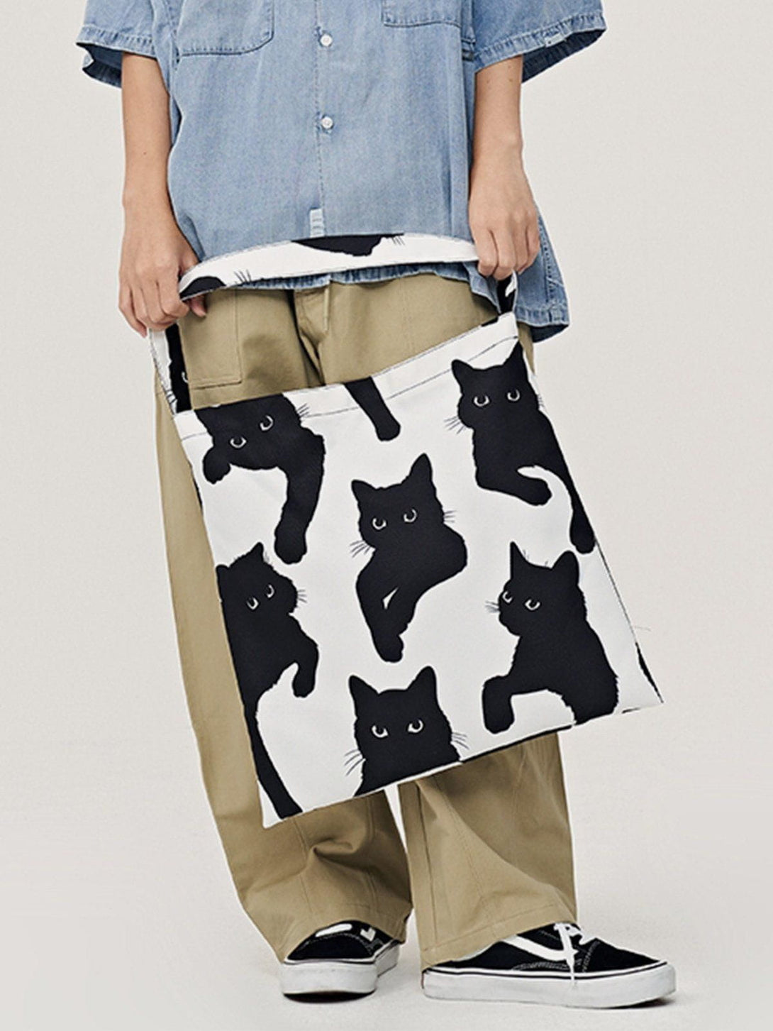 Majesda® - Cat Print Canvas Shoulder Bag- Outfit Ideas - Streetwear Fashion - majesda.com