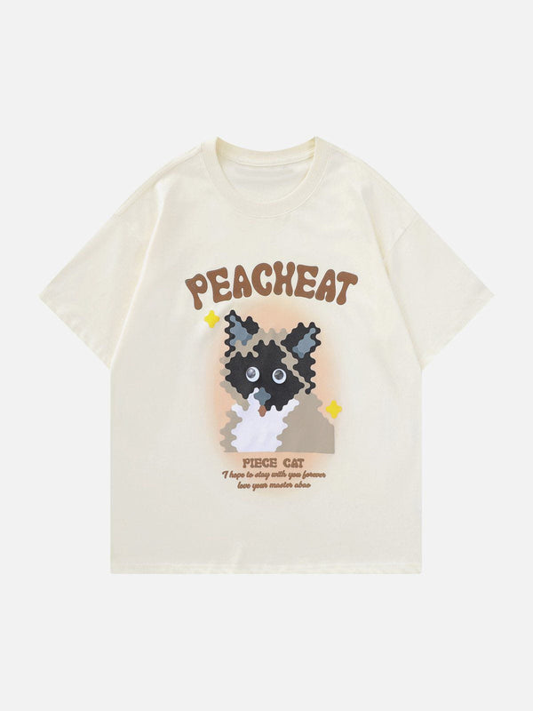 Majesda® - Cat Print Tee- Outfit Ideas - Streetwear Fashion - majesda.com