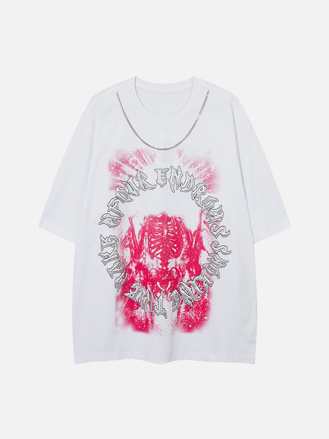 Majesda® - Chain Skeleton Print Tee- Outfit Ideas - Streetwear Fashion - majesda.com