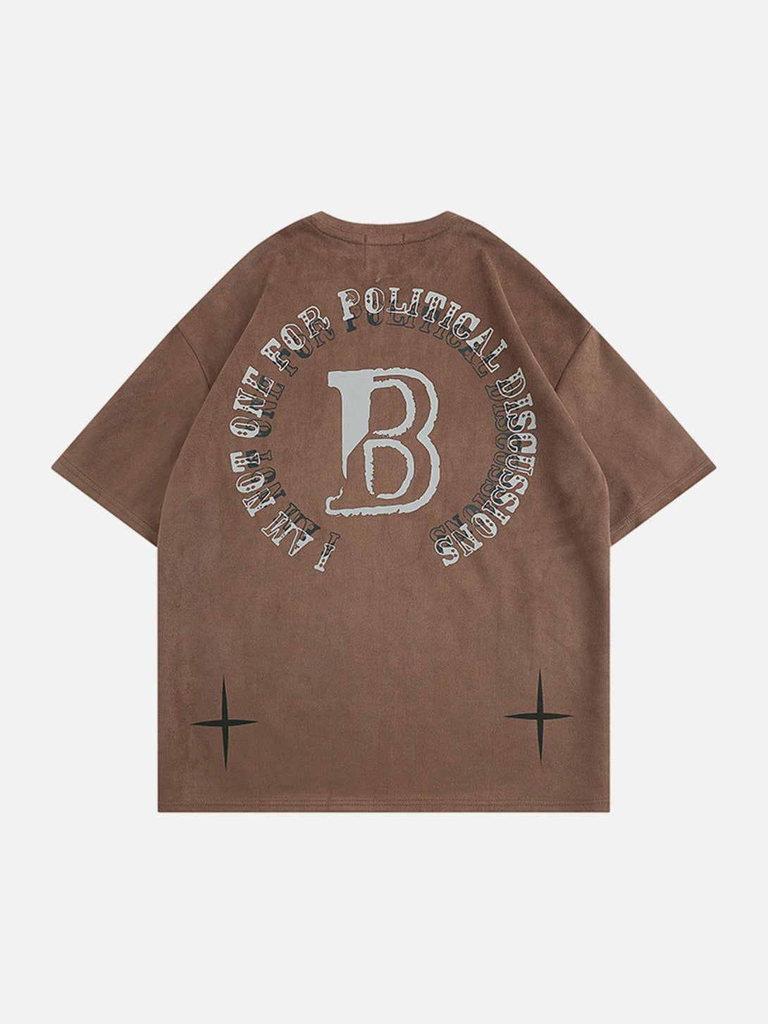 Majesda® - Circle Letter Graphic Suede Tee- Outfit Ideas - Streetwear Fashion - majesda.com