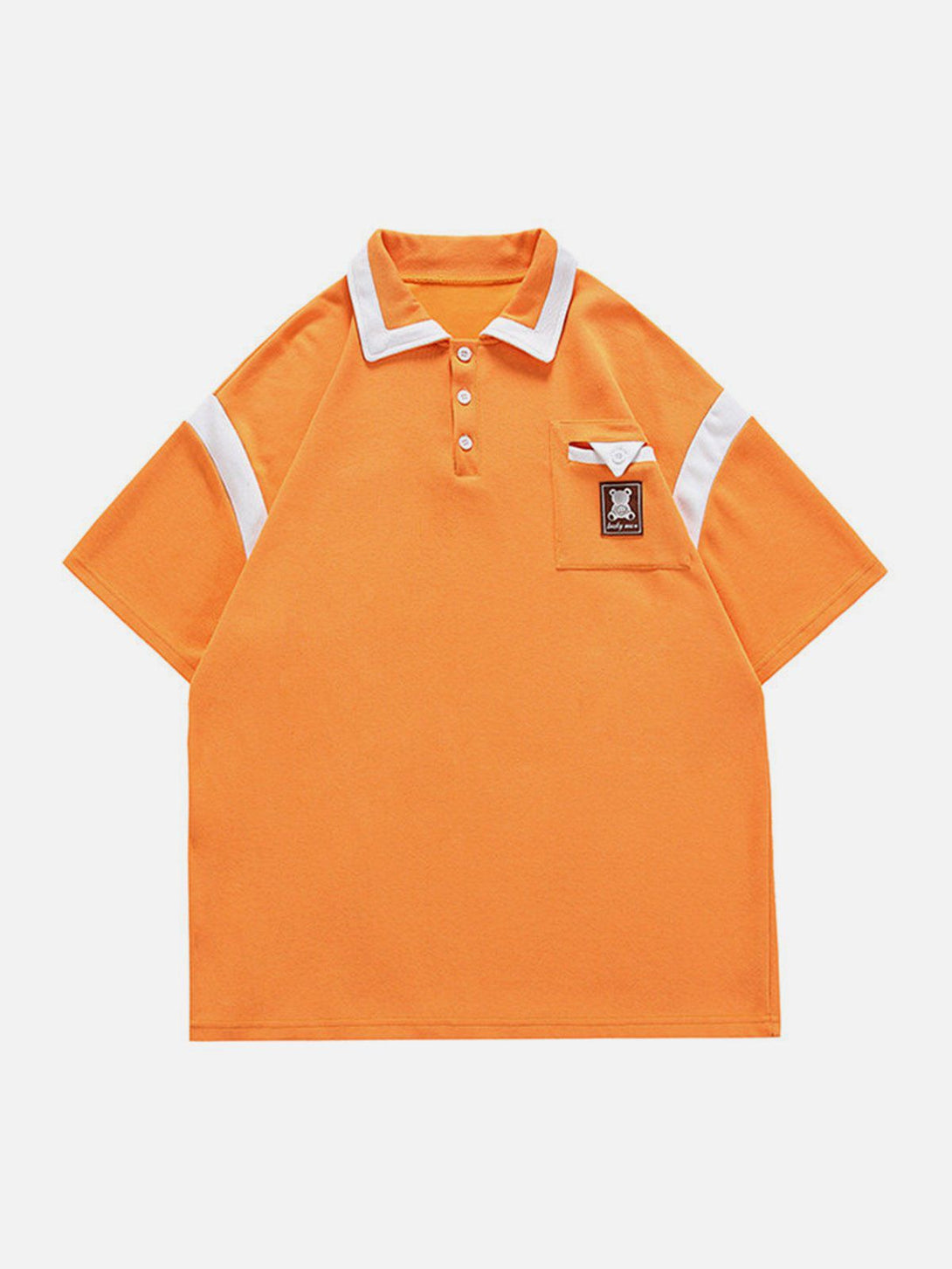 Majesda® - Color Blocking Polo Collar Tee- Outfit Ideas - Streetwear Fashion - majesda.com