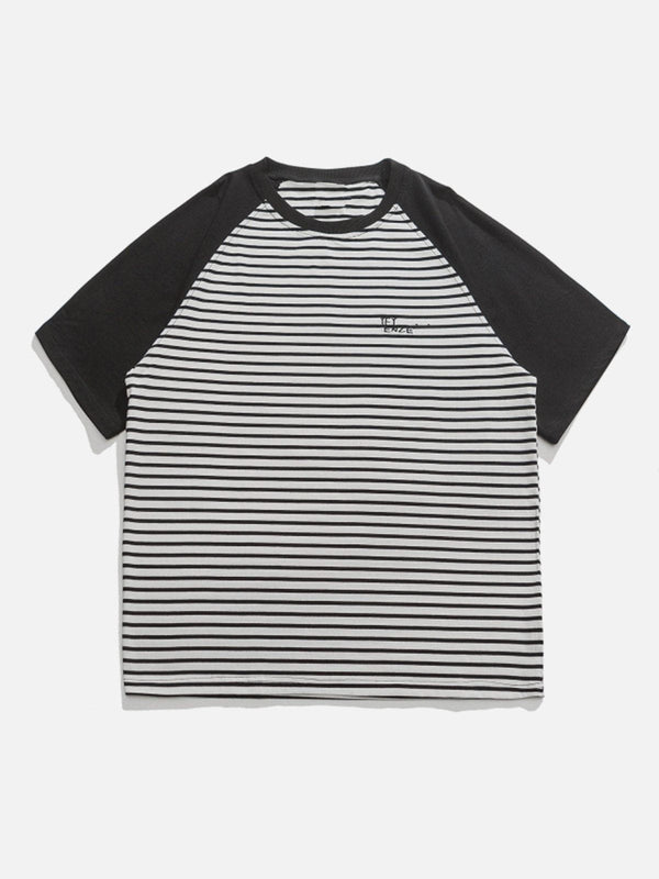 Majesda® - Color Blocking Stripes Tee- Outfit Ideas - Streetwear Fashion - majesda.com