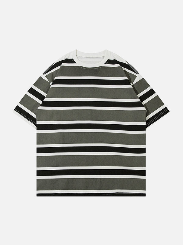 Majesda® - Color Clash Stripes Tee- Outfit Ideas - Streetwear Fashion - majesda.com