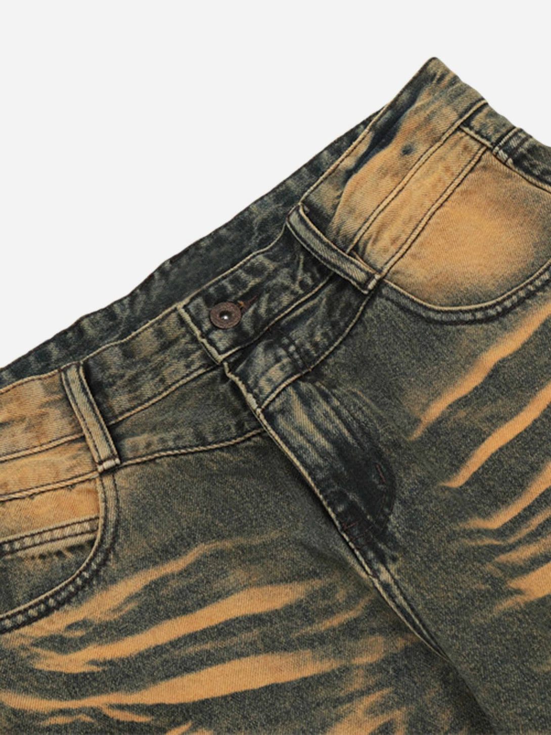 Majesda® - Colorblocked Airbrushed Wide Leg Jeans- Outfit Ideas - Streetwear Fashion - majesda.com