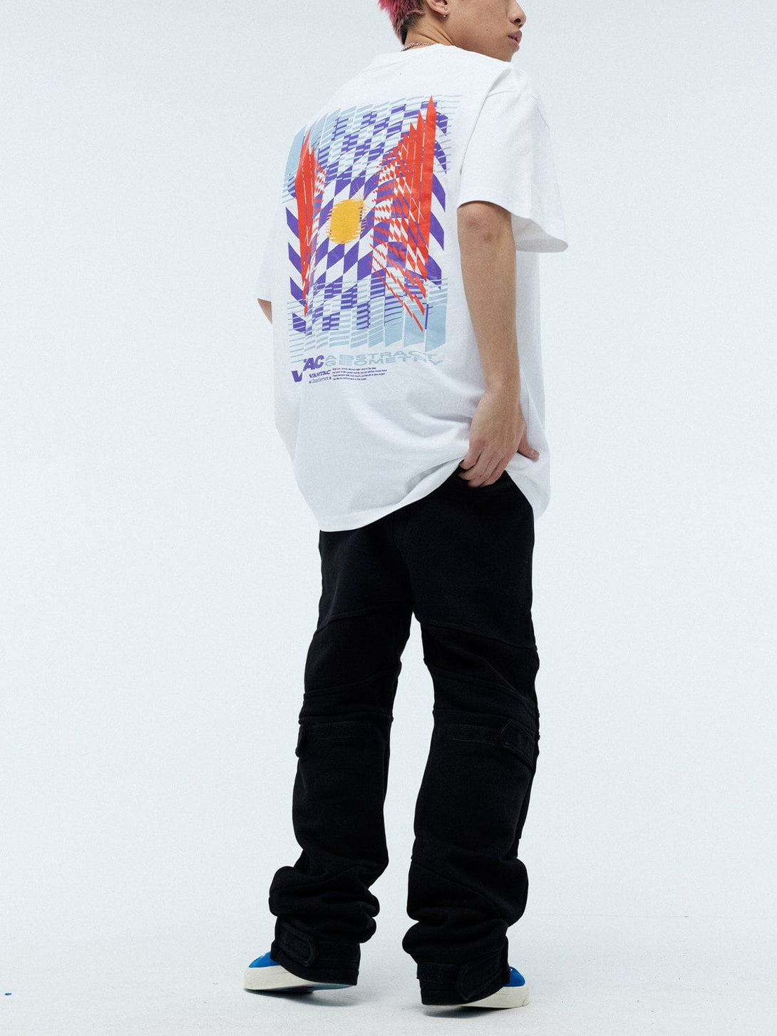 Majesda® - Colored Checkerboard Graphic Tee- Outfit Ideas - Streetwear Fashion - majesda.com