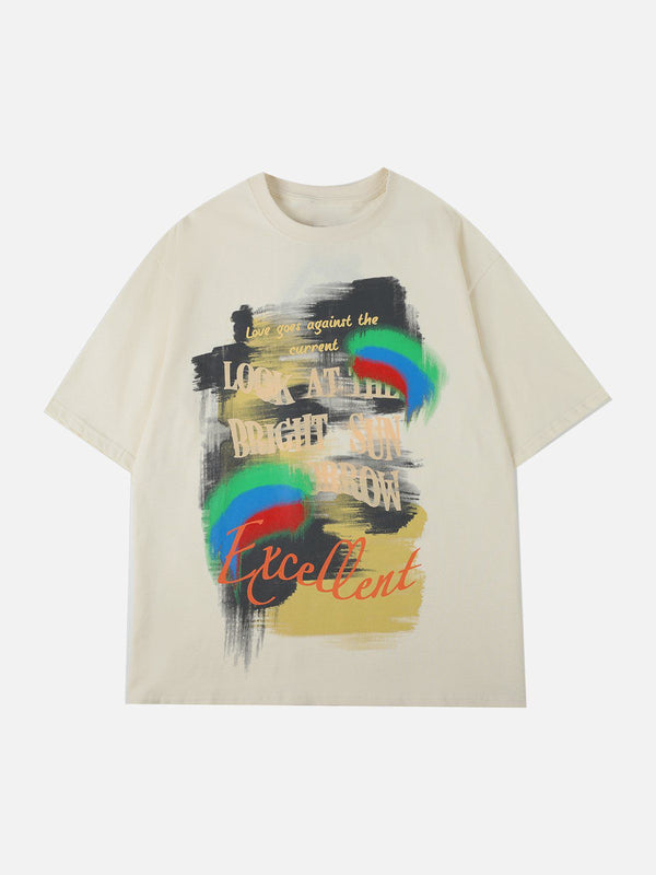 Majesda® - Colorful Graffiti Letter Print Tee- Outfit Ideas - Streetwear Fashion - majesda.com