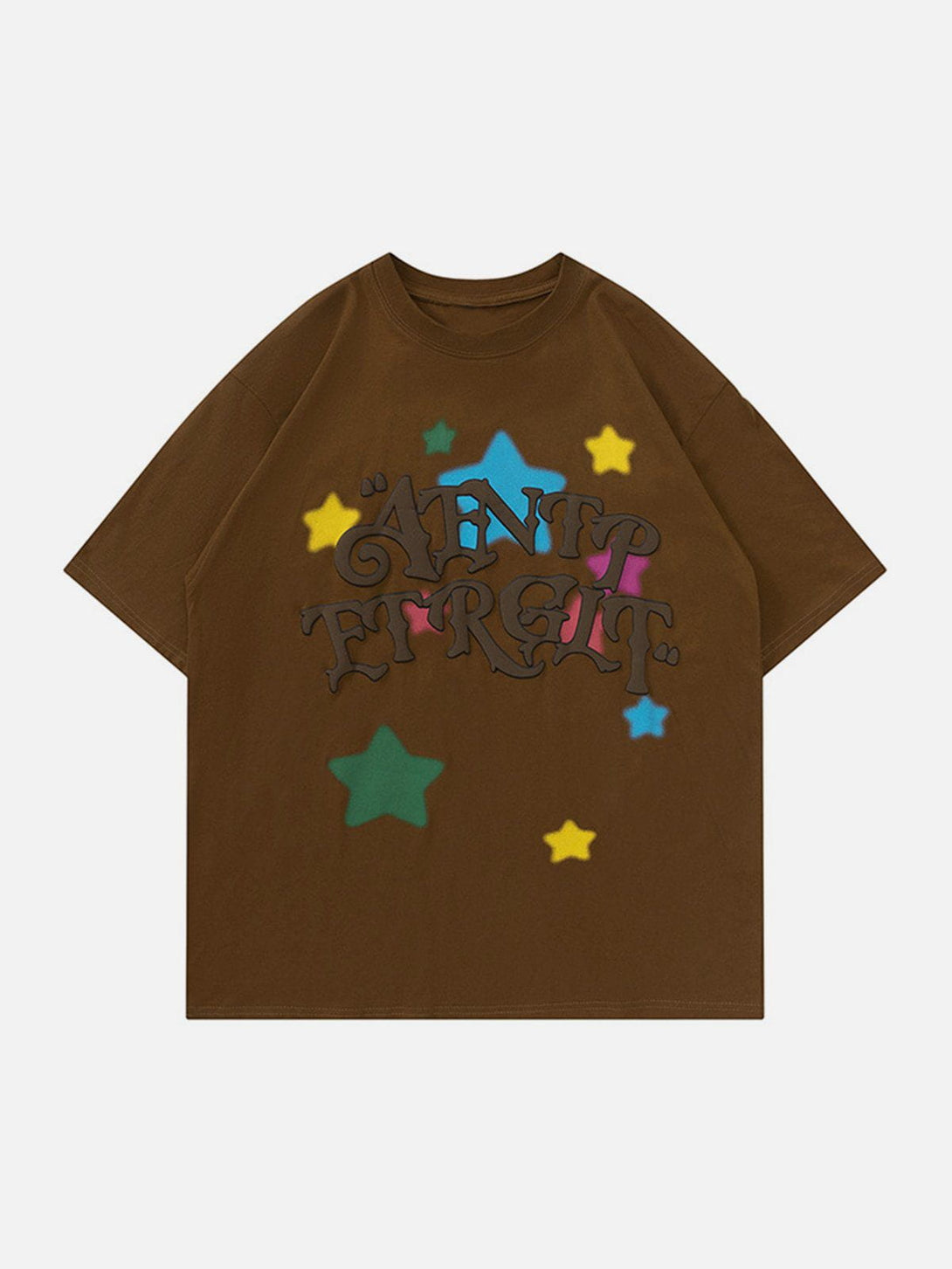 Majesda® - Colorful Star Letters Graphic Tee- Outfit Ideas - Streetwear Fashion - majesda.com