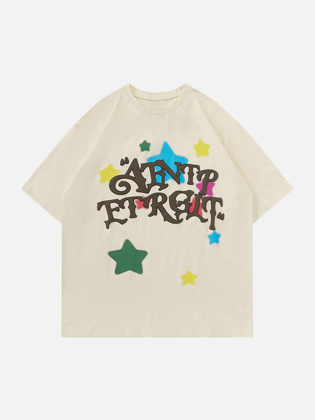 Majesda® - Colorful Star Letters Graphic Tee- Outfit Ideas - Streetwear Fashion - majesda.com