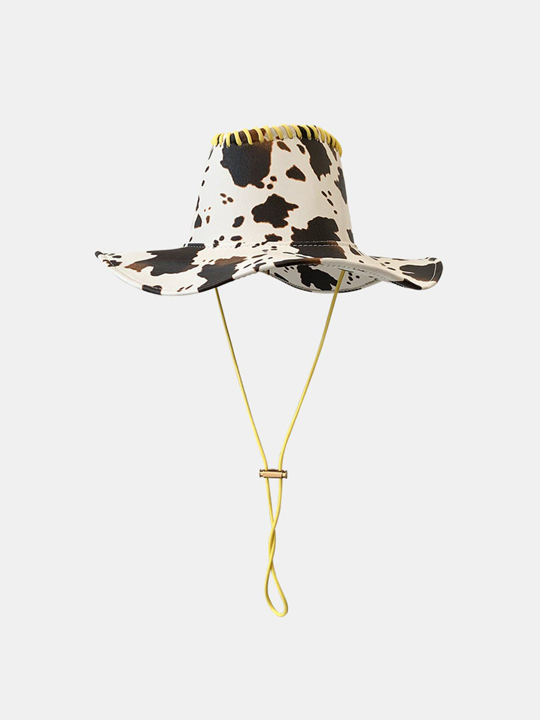 Majesda® - Cow Print Drawstring PU Leather Hat- Outfit Ideas - Streetwear Fashion - majesda.com