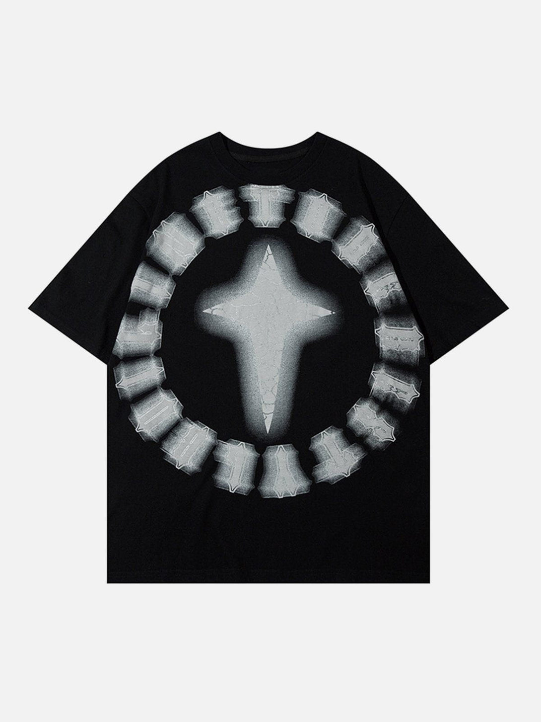 Majesda® - Cracked Print Star Vertigo Tee- Outfit Ideas - Streetwear Fashion - majesda.com