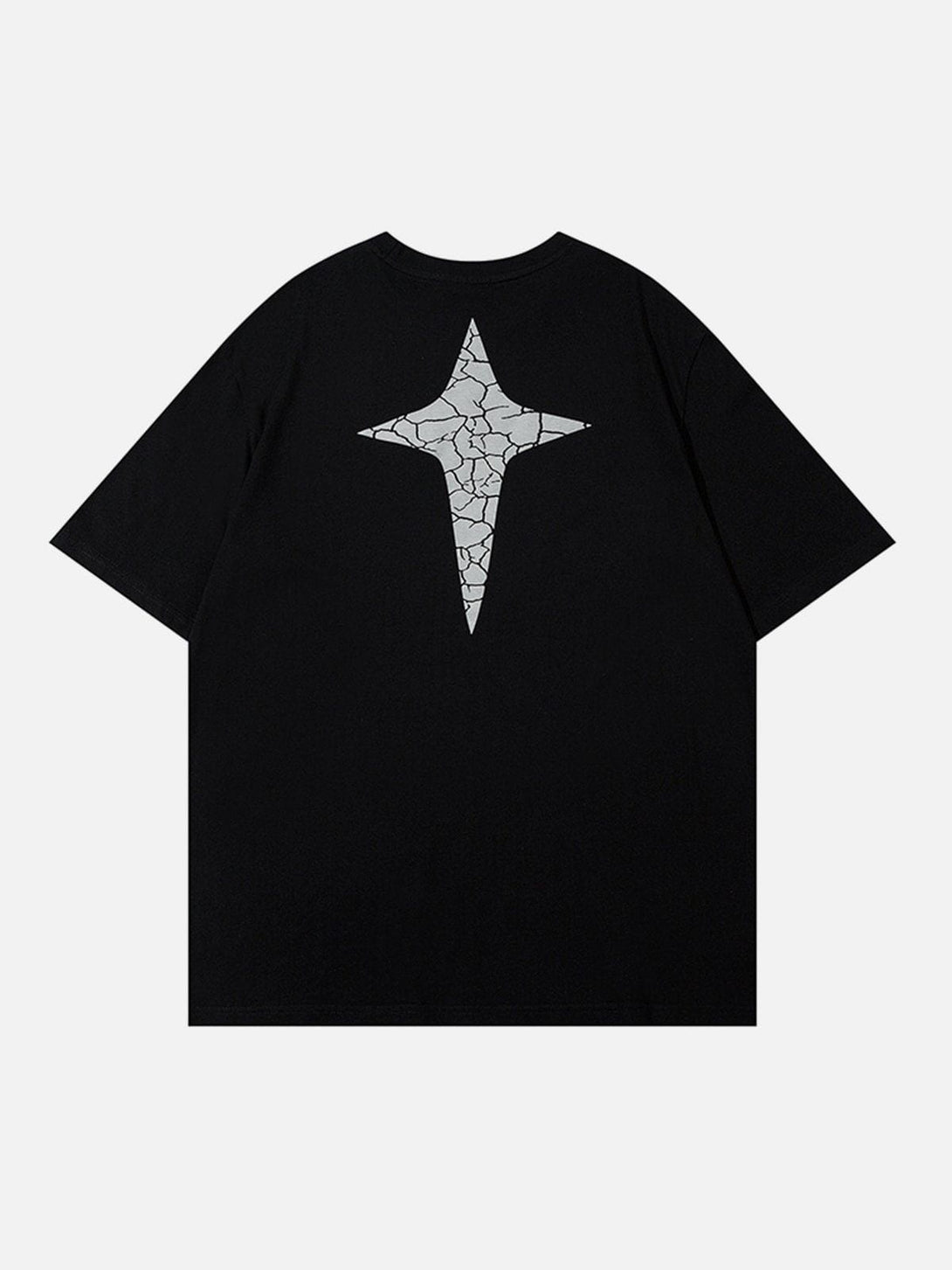 Majesda® - Cracked Print Star Vertigo Tee- Outfit Ideas - Streetwear Fashion - majesda.com