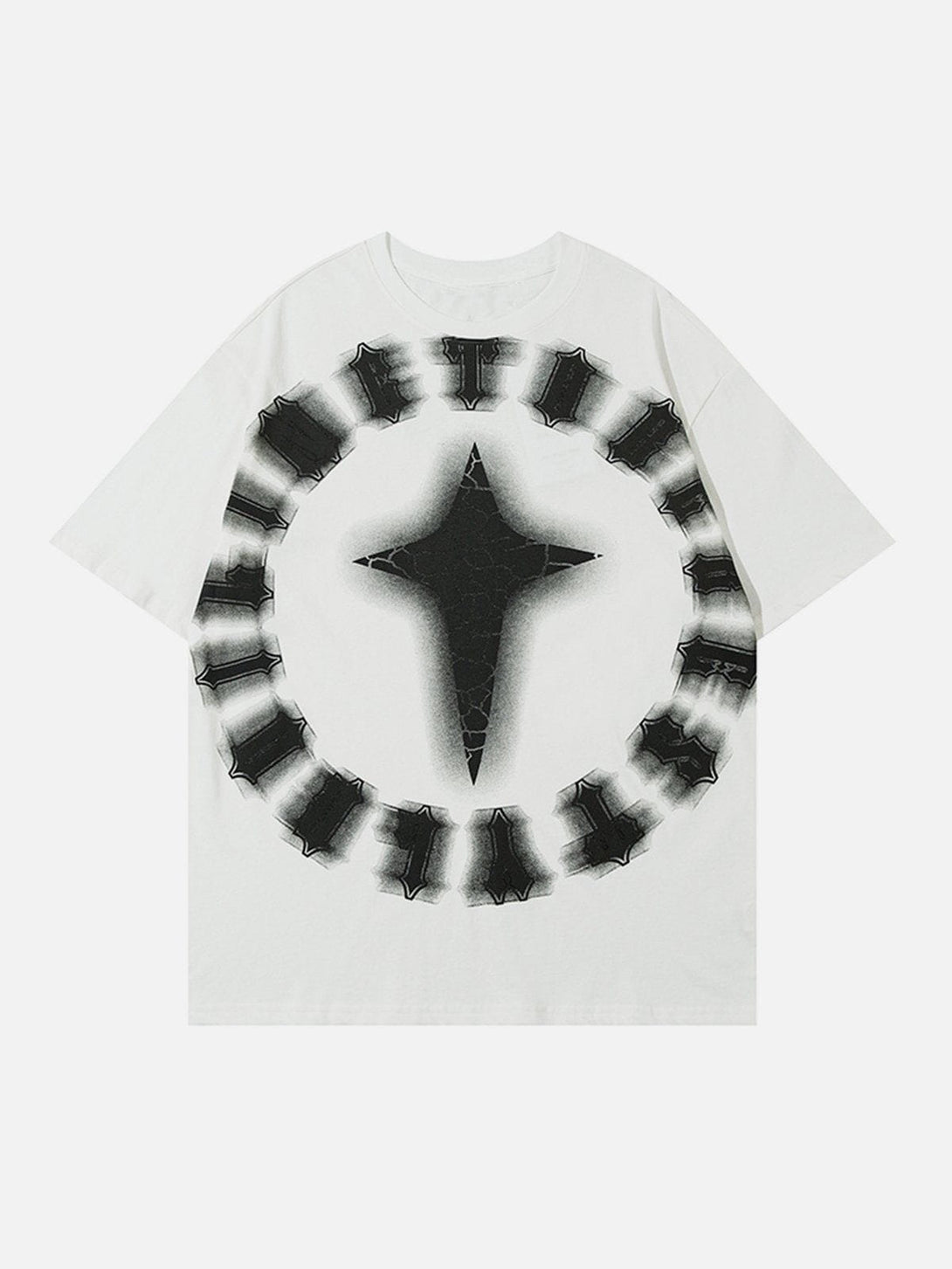 Majesda® - Cracked Print Star Vertigo Tee- Outfit Ideas - Streetwear Fashion - majesda.com