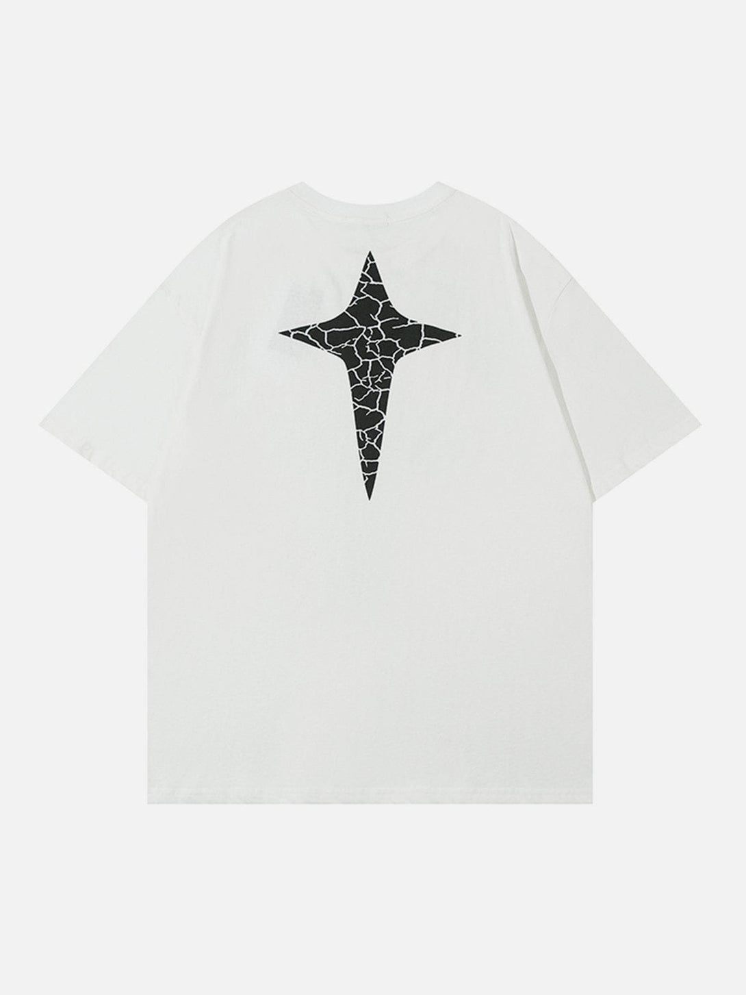 Majesda® - Cracked Print Star Vertigo Tee- Outfit Ideas - Streetwear Fashion - majesda.com