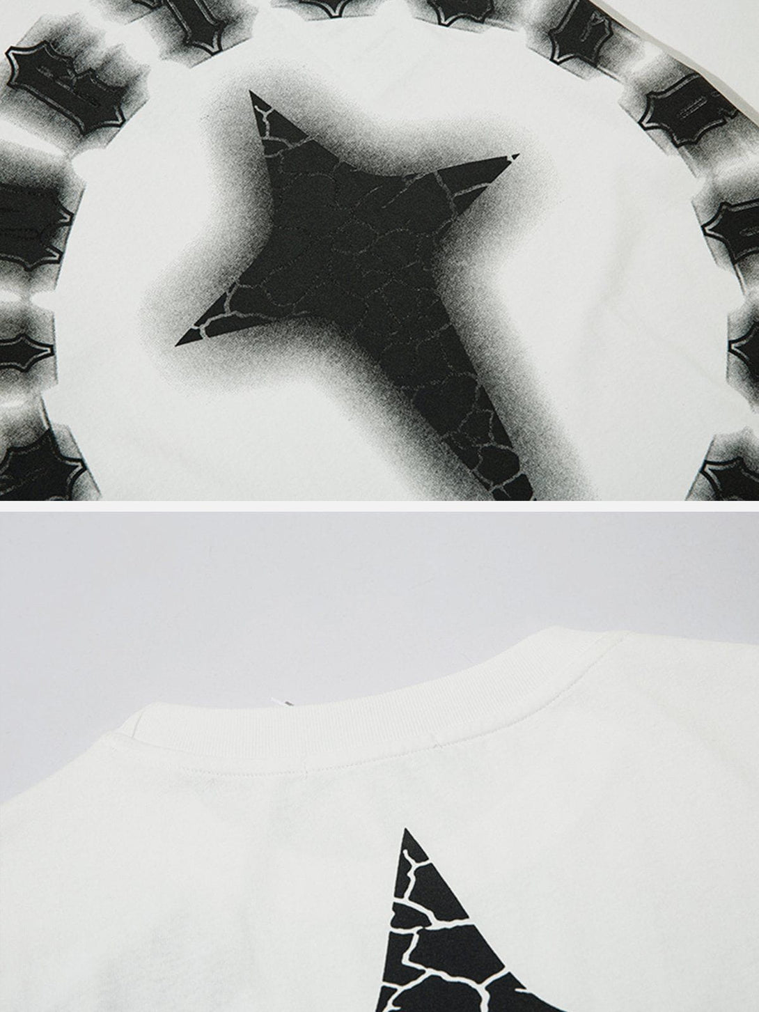 Majesda® - Cracked Print Star Vertigo Tee- Outfit Ideas - Streetwear Fashion - majesda.com