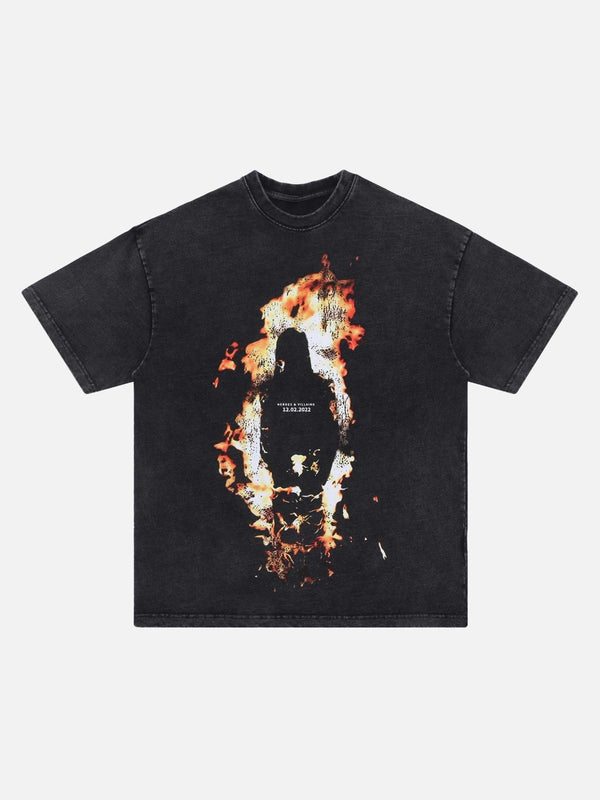 Majesda® - Creative Flaming Man Printed T-Shirt- Outfit Ideas - Streetwear Fashion - majesda.com