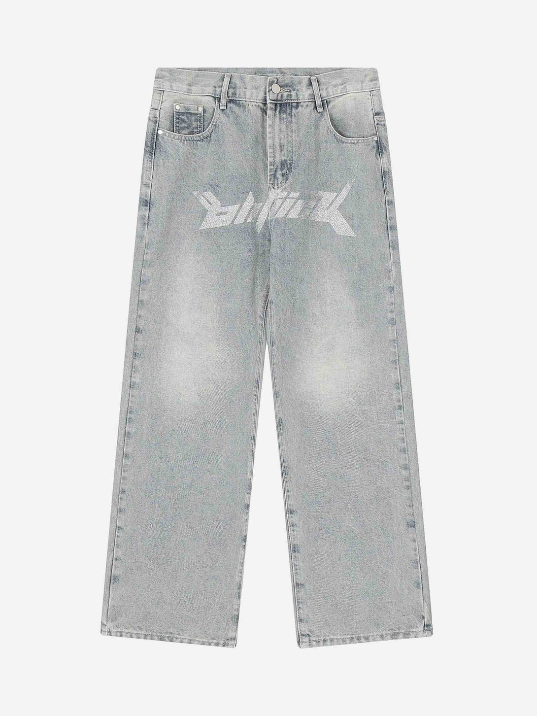 Majesda® - Dark Letter Print Jeans- Outfit Ideas - Streetwear Fashion - majesda.com