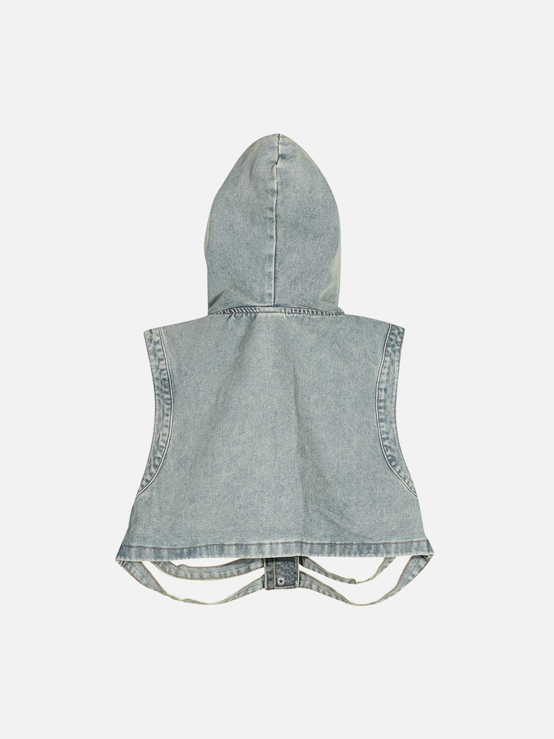 Majesda® - Dark Skeleton Hooded Denim Vest - 1637- Outfit Ideas - Streetwear Fashion - majesda.com