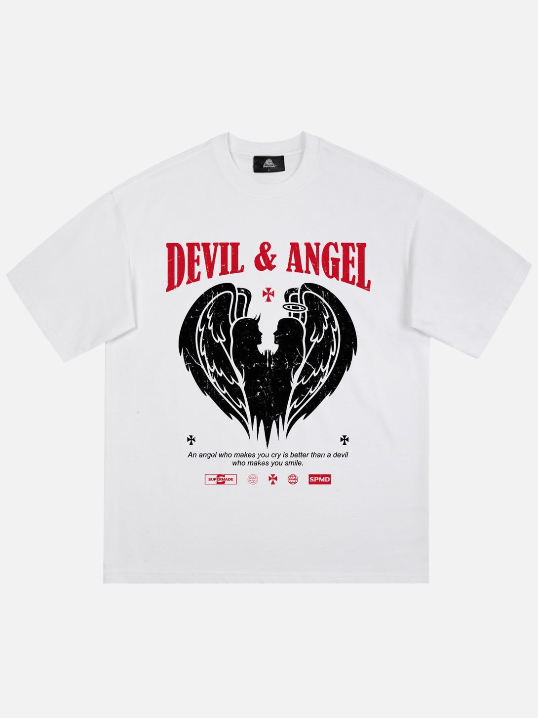 Majesda® - Devil & Angel Print T-shirt- Outfit Ideas - Streetwear Fashion - majesda.com