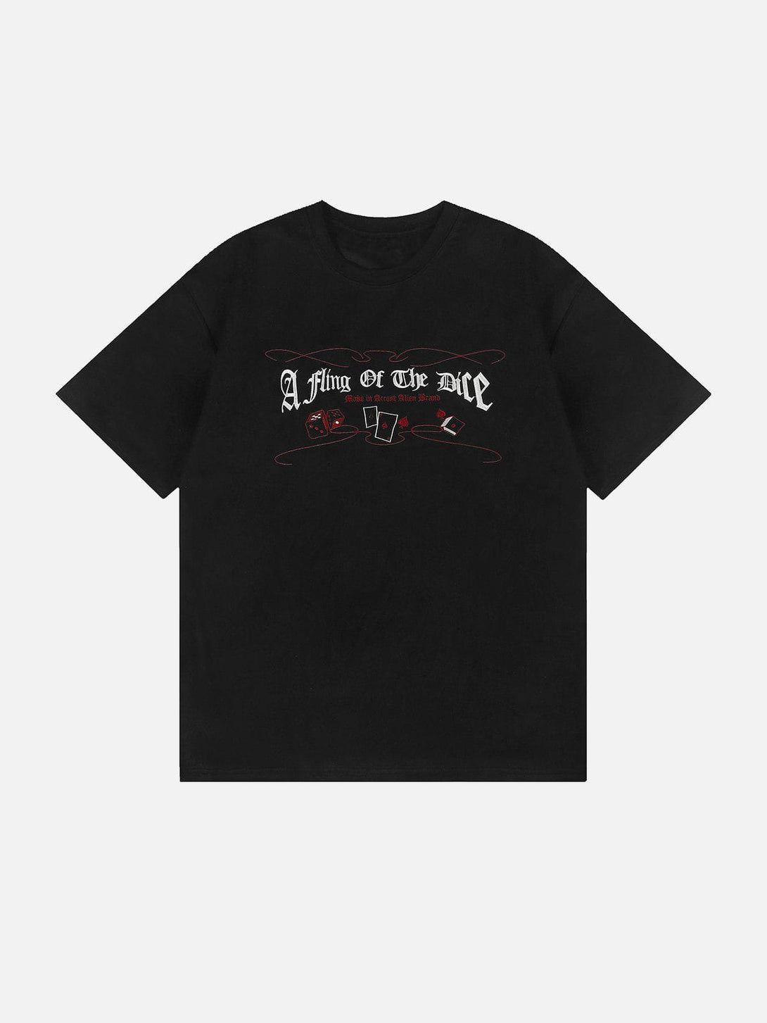 Majesda® - Dice Poker Embroidered Suede Tee- Outfit Ideas - Streetwear Fashion - majesda.com