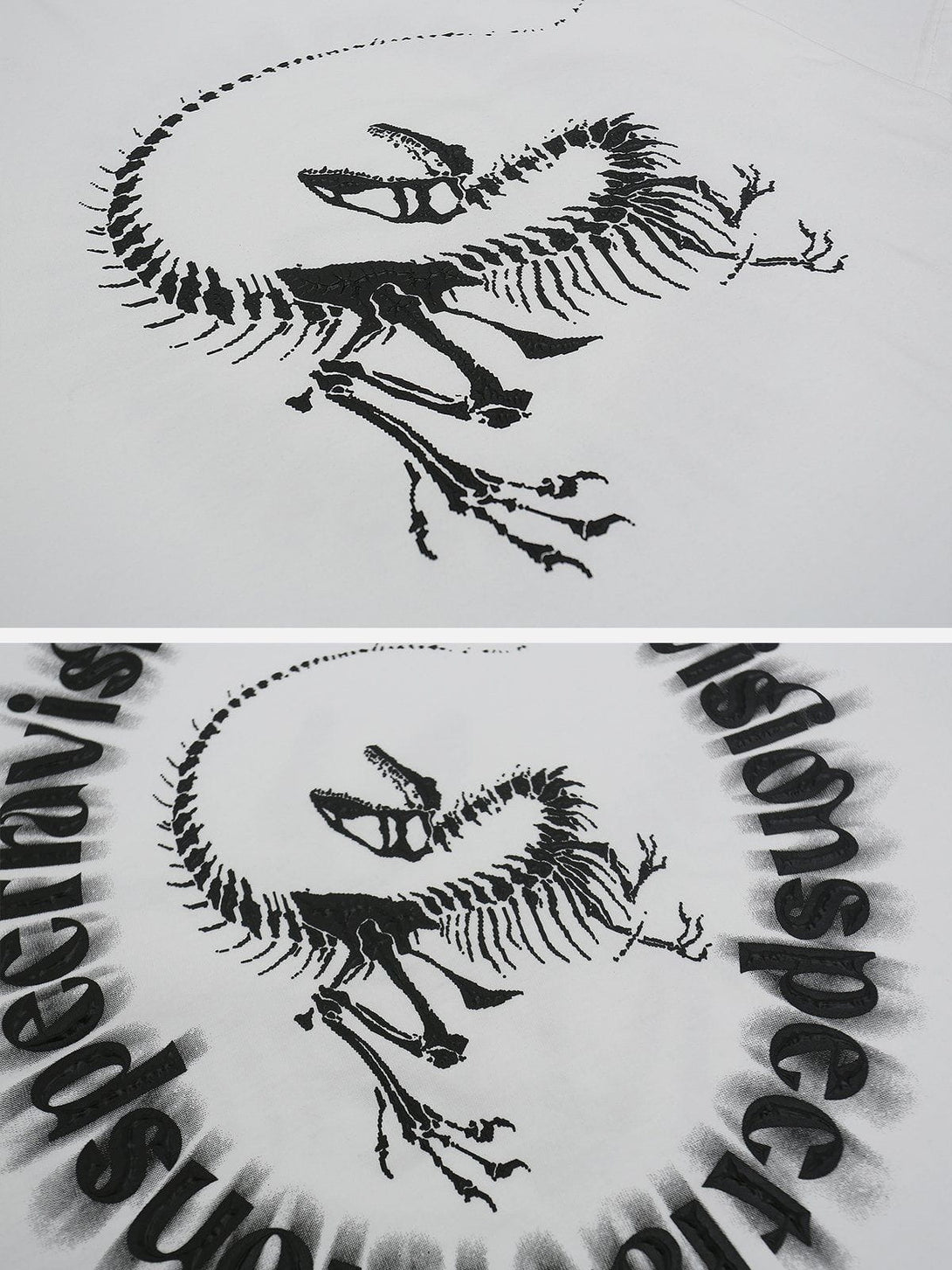 Majesda® - Dinosaur Fossil Plastisol Printing Tee- Outfit Ideas - Streetwear Fashion - majesda.com