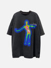 Majesda® - Distorted Portrait Graphic Oversized Tee- Outfit Ideas - Streetwear Fashion - majesda.com