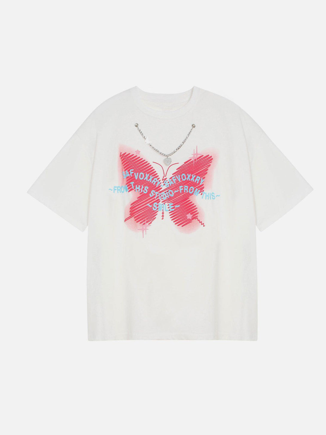 Majesda® - Doodle Butterfly Print Tee- Outfit Ideas - Streetwear Fashion - majesda.com