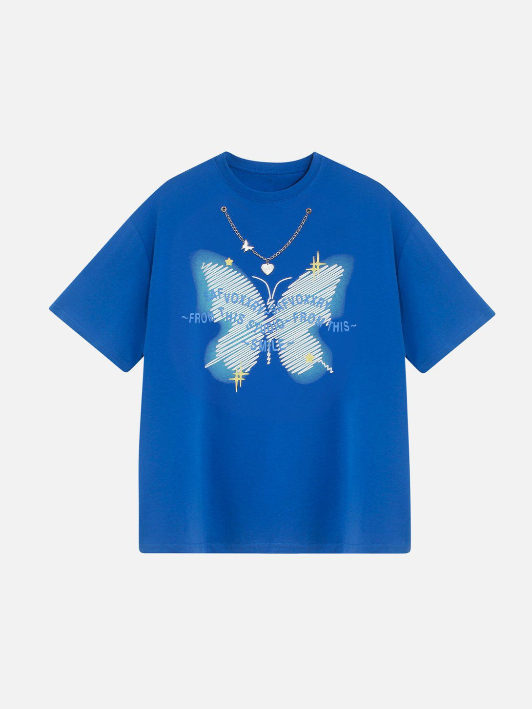 Majesda® - Doodle Butterfly Print Tee- Outfit Ideas - Streetwear Fashion - majesda.com