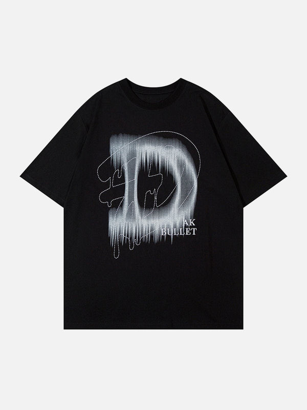 Majesda® - Doodle Letter Graphic Tee- Outfit Ideas - Streetwear Fashion - majesda.com