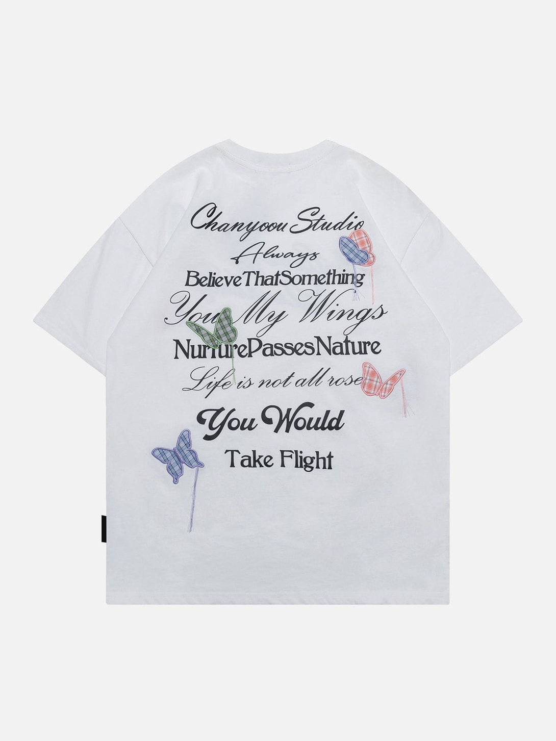 Majesda® - Embroidered Butterfly Letter Tee- Outfit Ideas - Streetwear Fashion - majesda.com