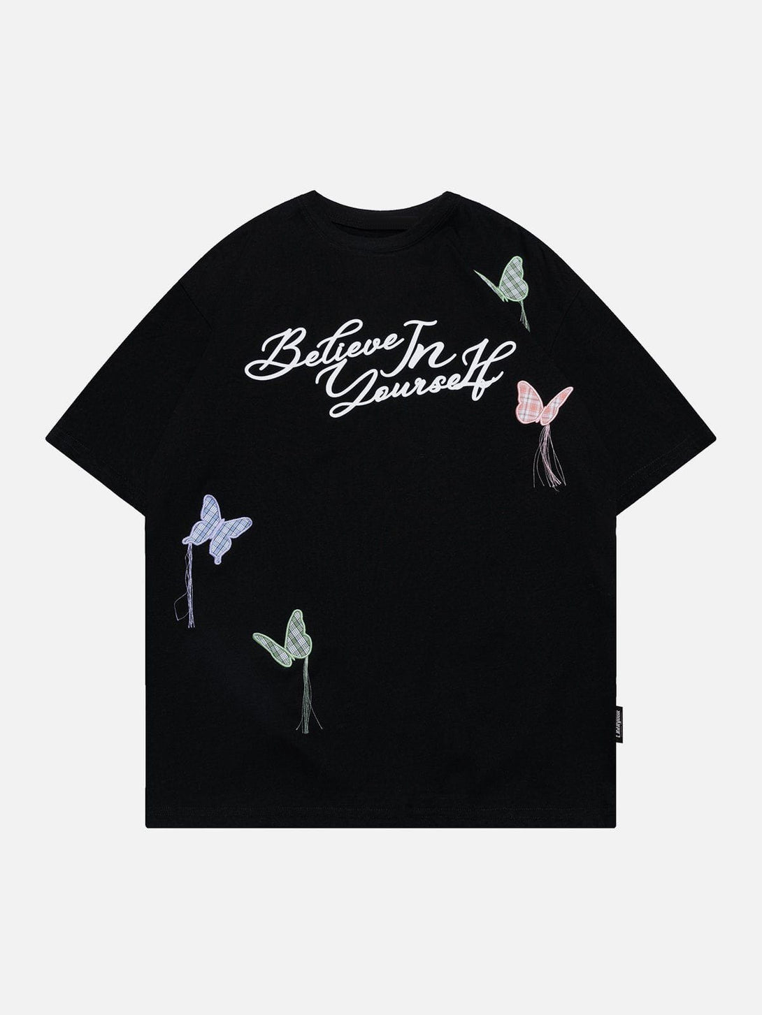 Majesda® - Embroidered Butterfly Letter Tee- Outfit Ideas - Streetwear Fashion - majesda.com