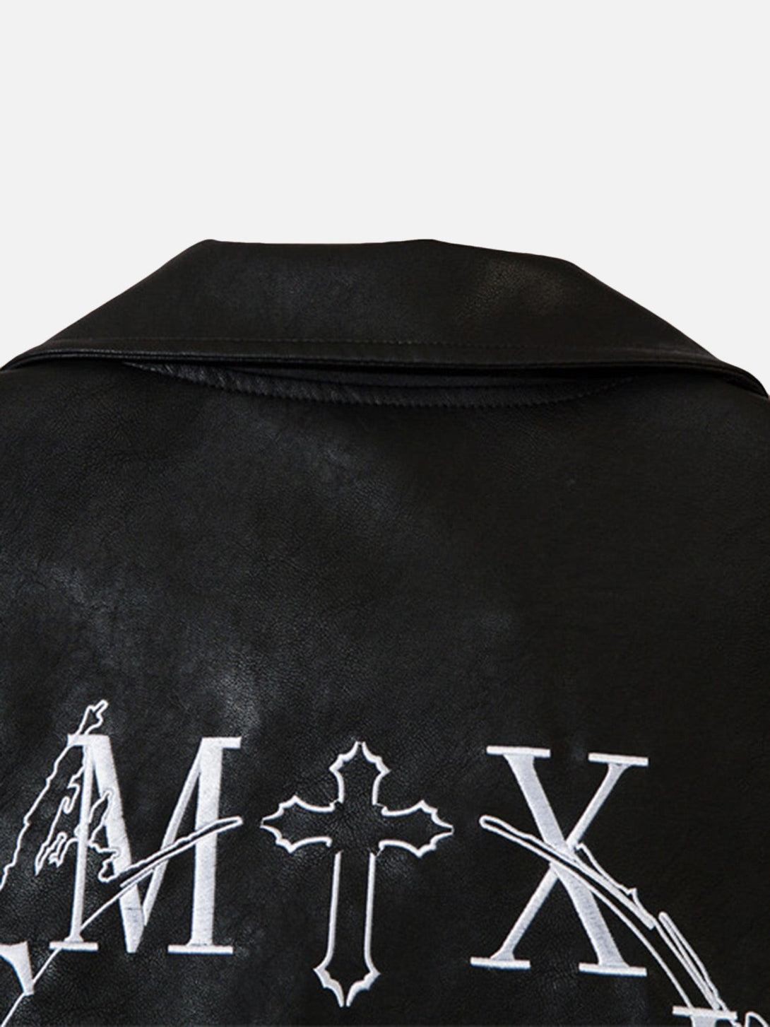 Majesda® - Embroidered Monogrammed Leather Jacket- Outfit Ideas - Streetwear Fashion - majesda.com