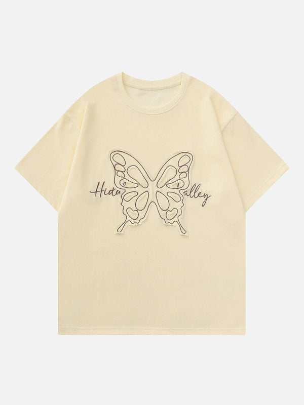 Majesda® - Embroidery Butterfly Tee- Outfit Ideas - Streetwear Fashion - majesda.com