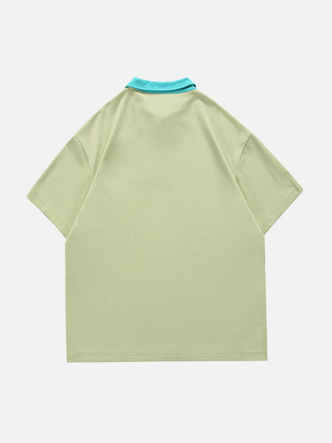 Majesda® - Embroidery Color Blocking Polo Collar Tee- Outfit Ideas - Streetwear Fashion - majesda.com