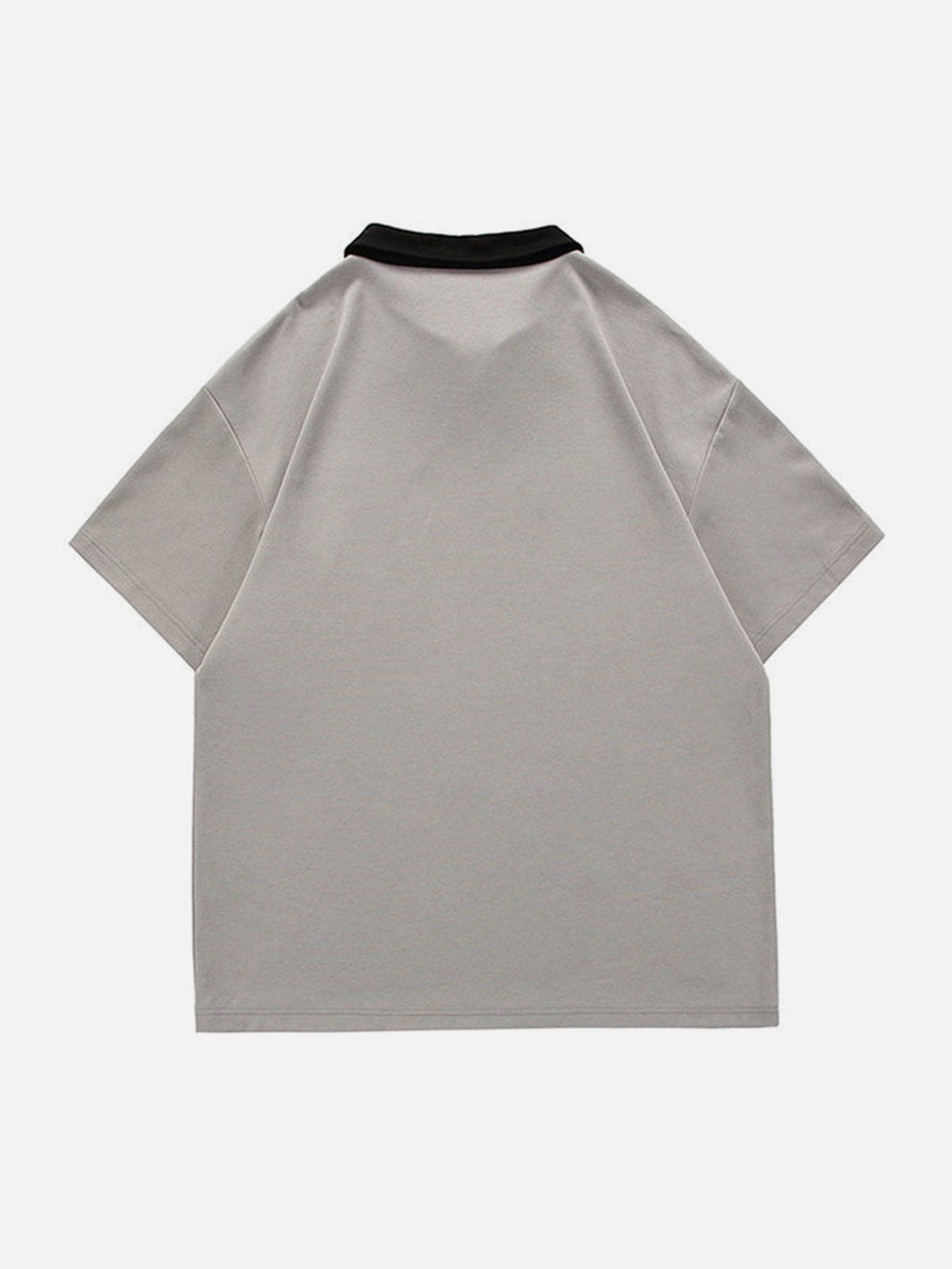 Majesda® - Embroidery Color Blocking Polo Collar Tee- Outfit Ideas - Streetwear Fashion - majesda.com