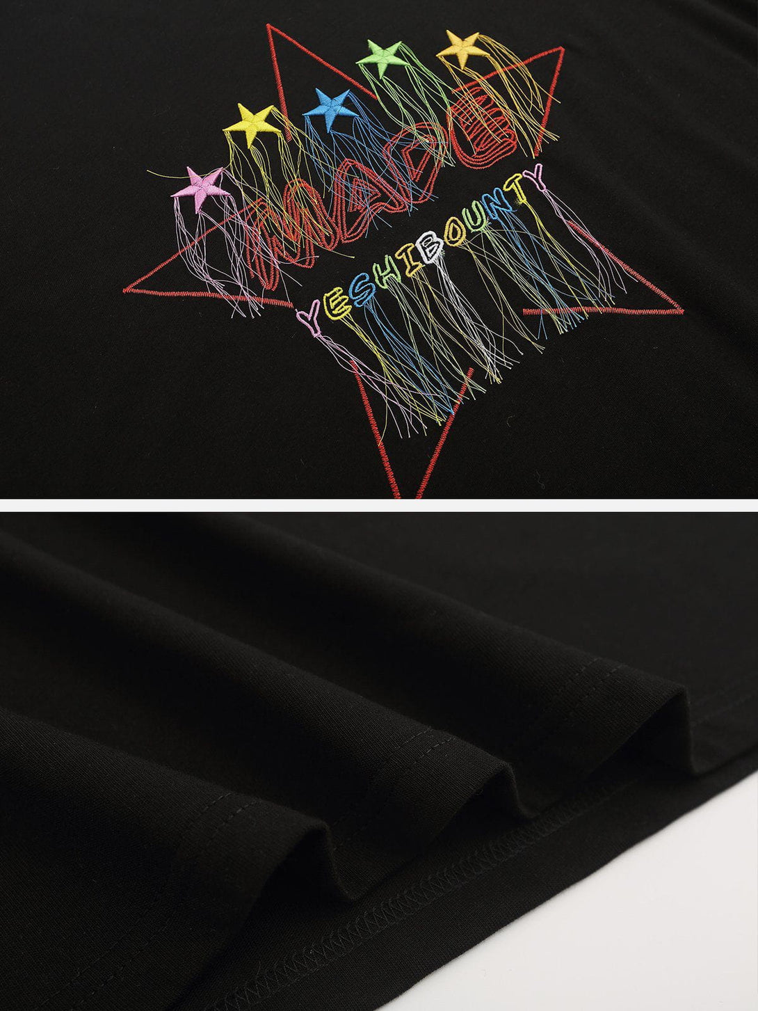 Majesda® - Embroidery Colorful Star Tassel Tee- Outfit Ideas - Streetwear Fashion - majesda.com