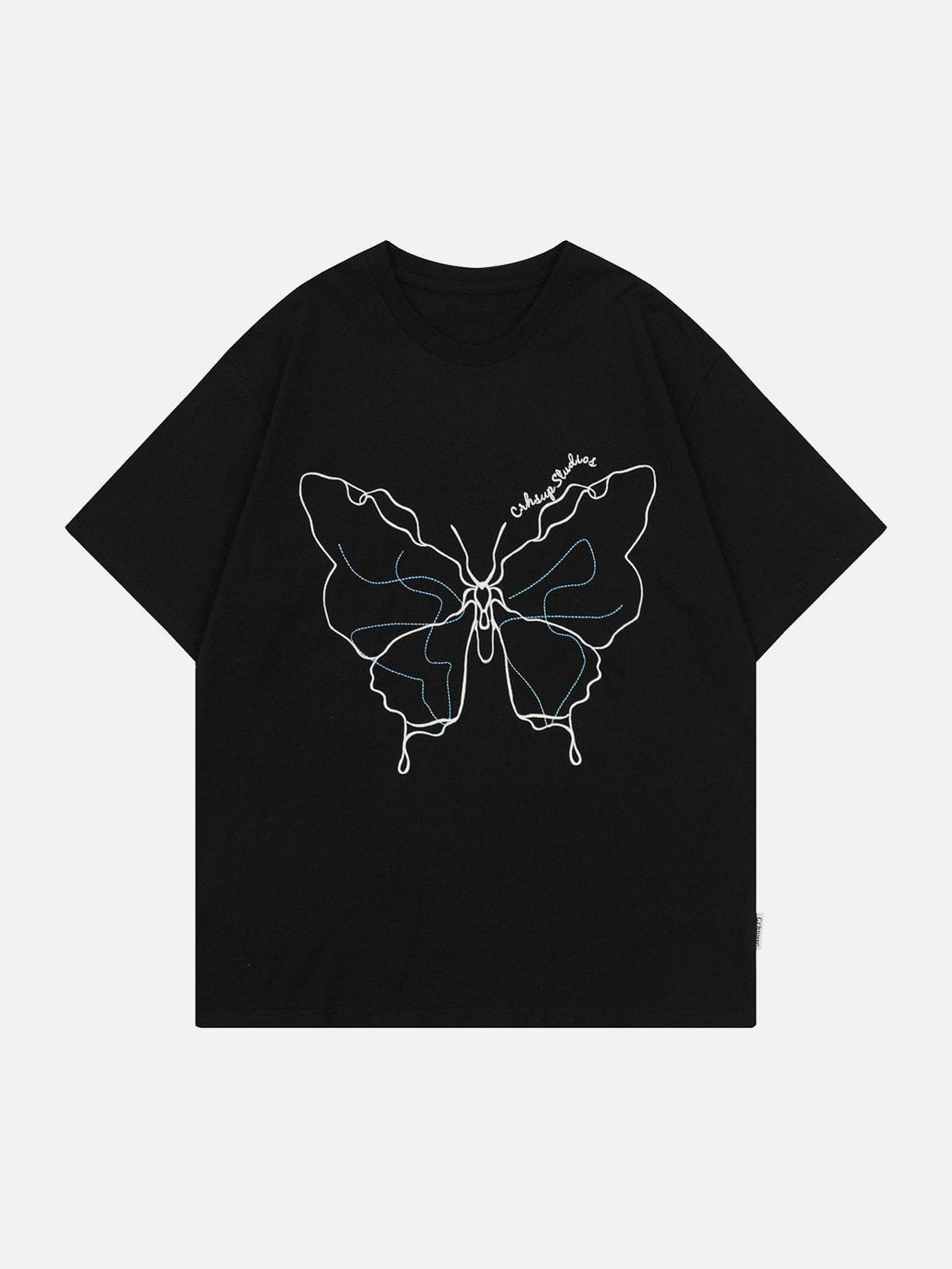 Majesda® - Embroidery Line Butterfly Tee- Outfit Ideas - Streetwear Fashion - majesda.com