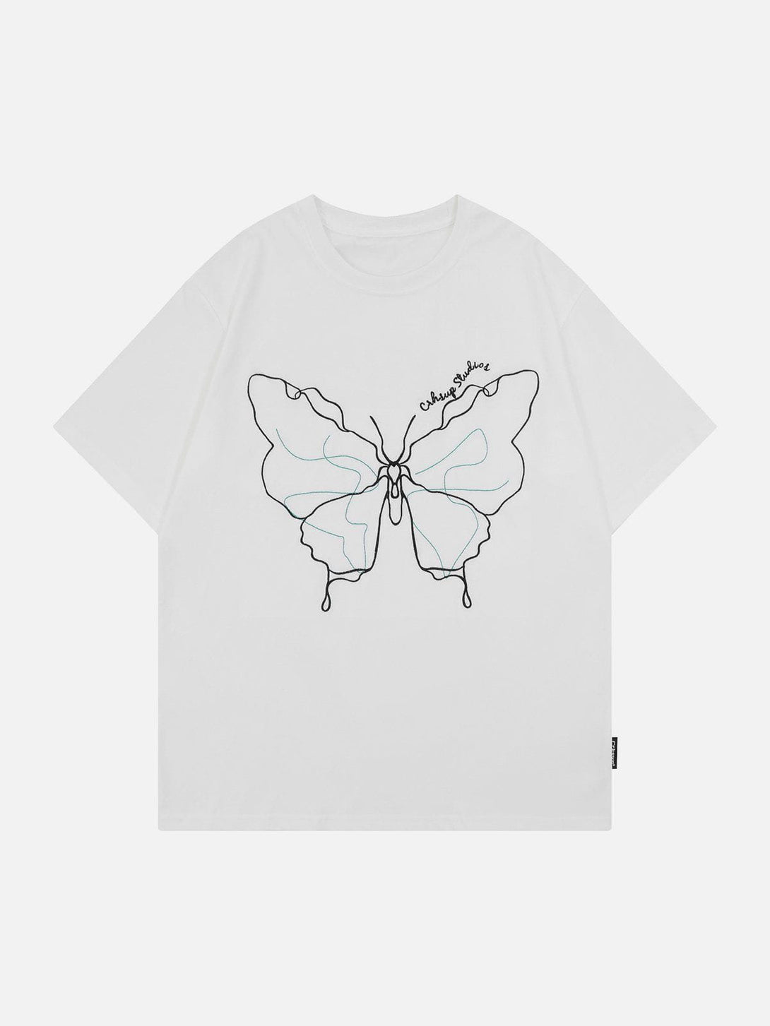 Majesda® - Embroidery Line Butterfly Tee- Outfit Ideas - Streetwear Fashion - majesda.com