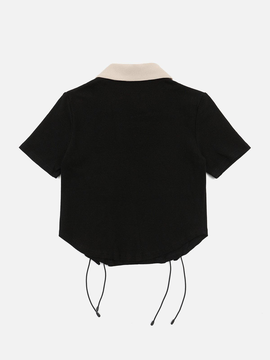 Majesda® - Embroidery Side Drawstring Fold-over Star Tee- Outfit Ideas - Streetwear Fashion - majesda.com