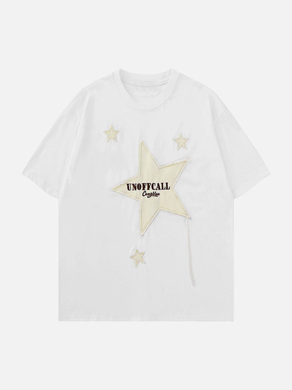 Majesda® - Embroidery Star Tee- Outfit Ideas - Streetwear Fashion - majesda.com