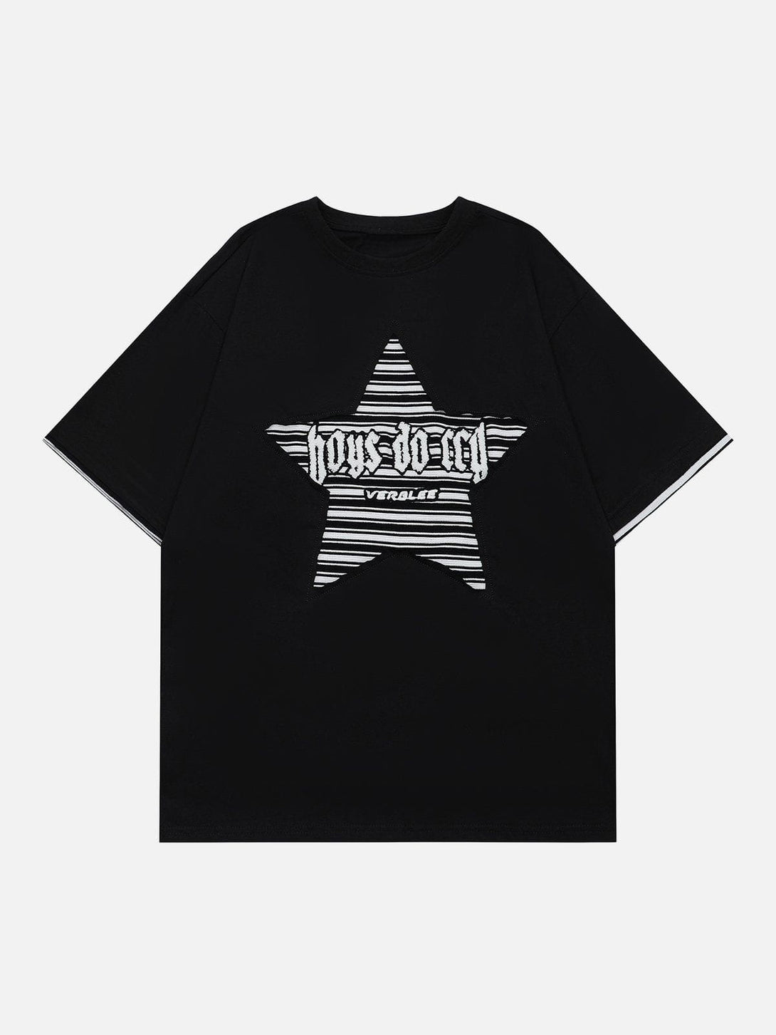 Majesda® - Embroidery Stripe Star Tee- Outfit Ideas - Streetwear Fashion - majesda.com